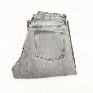 Zara Wide Leg Denim Jeans Zip Fly Gray Wash Loose Fit Size 12